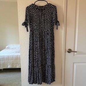 Madewell Black and White Floral Midi Dress